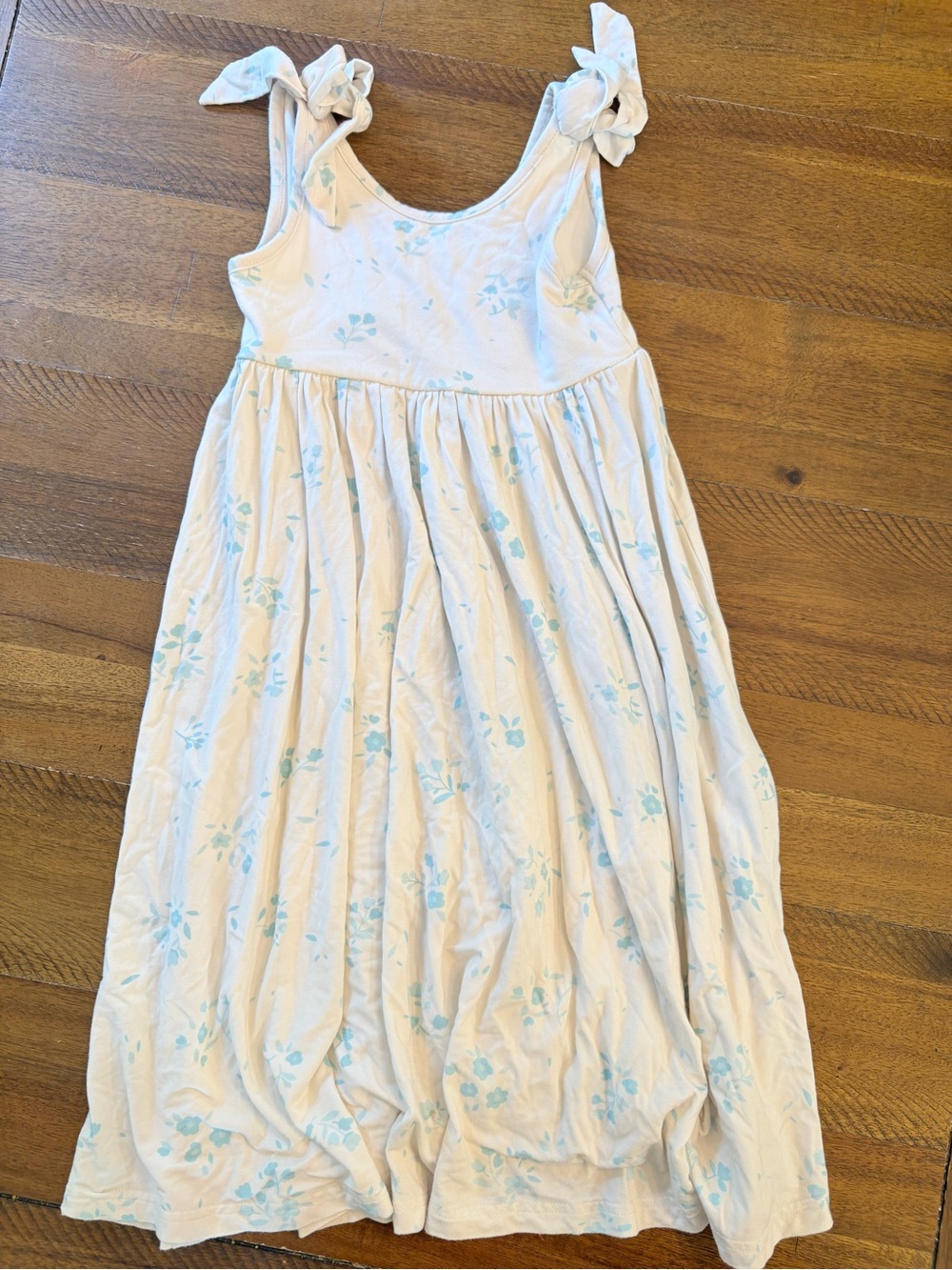 Indie Blue Girls White Floral Tie-Shoulder Dress - Soft Blue Print 2t